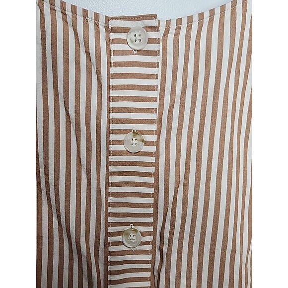 Madewell Button Back Easy Dress Size XXS Camel Tan White Striped Tunic Loose - Picture 5 of 6